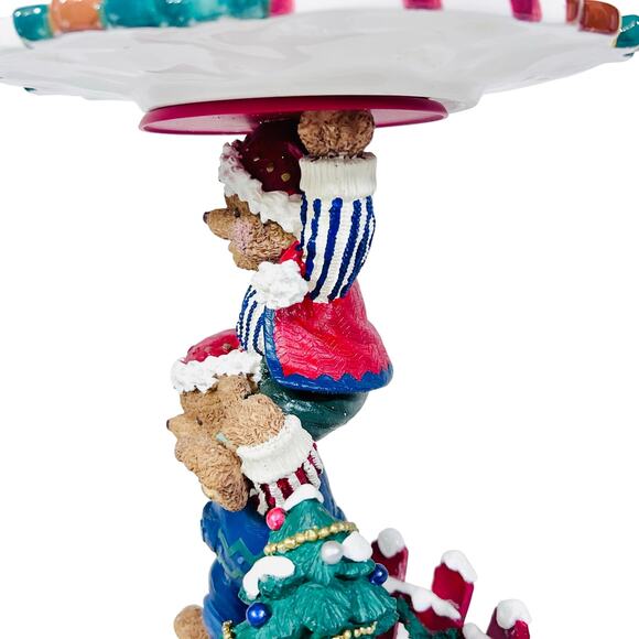 Ceramic Christmas Bear Stand And Cookie Plate "Cookies For Santa" 13" Tall - Picture 5 of 16